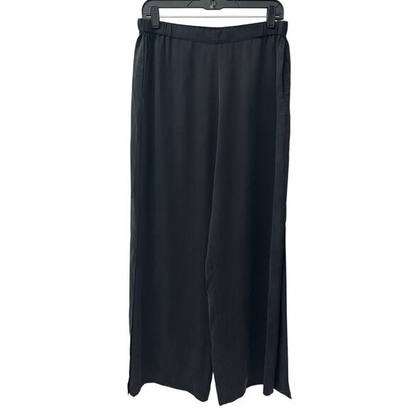 Lunya Split Leg High Rise Washable Silk Pants Immersed Black Size Large - Picture 5 of 12